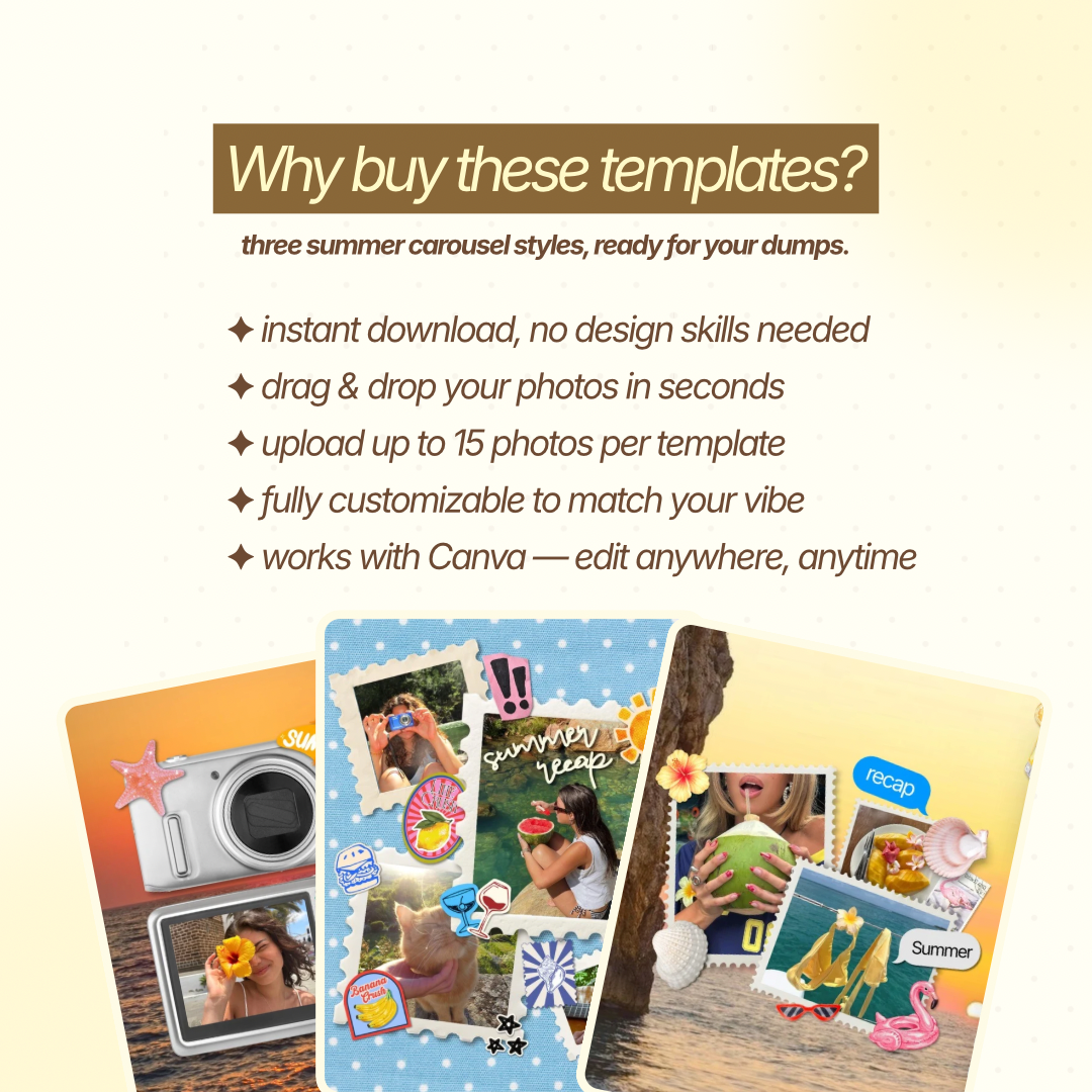 Summer Carousel Bundle — 3 Canva Templates for Instagram