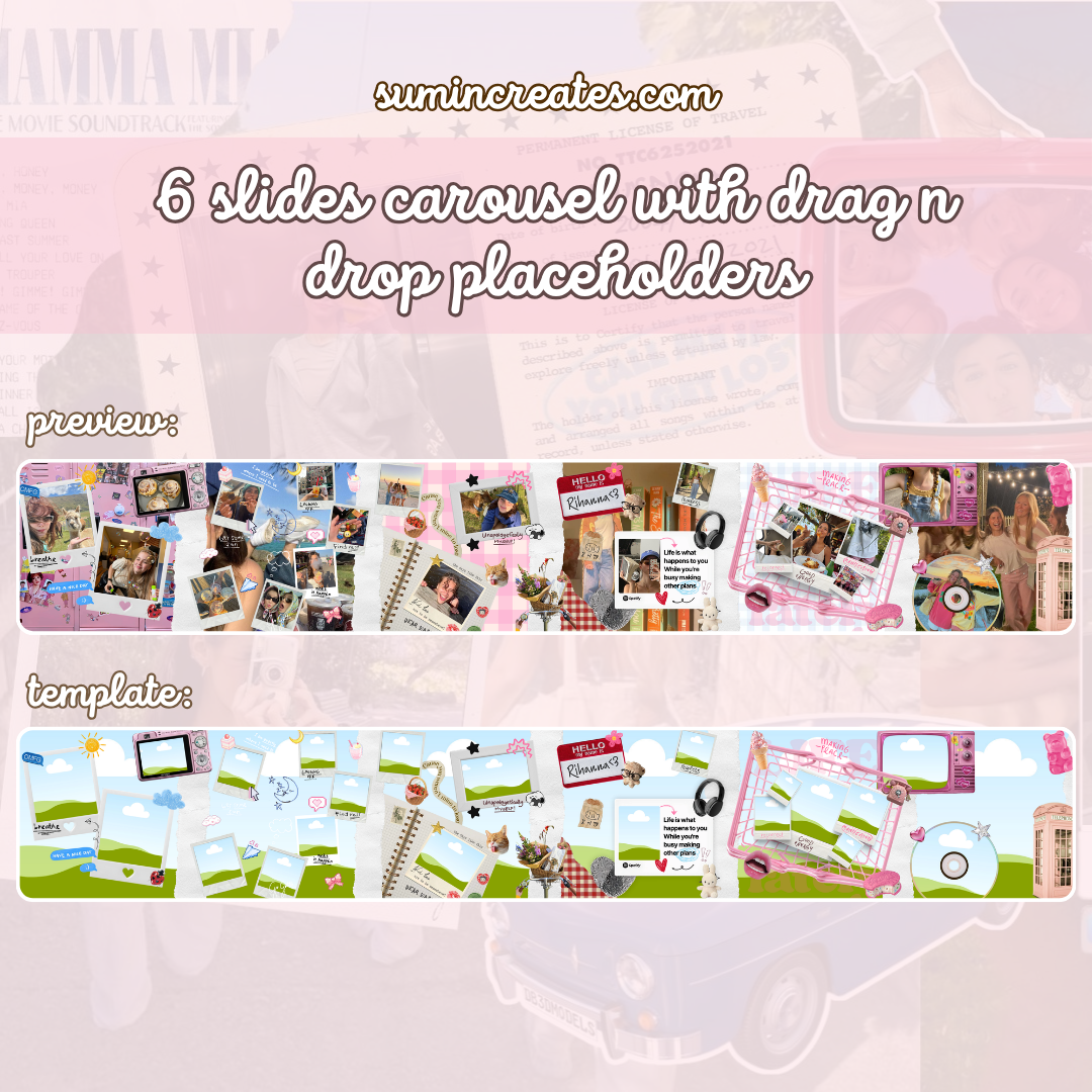 Pink theme Scrapbook Instagram Carousel | Canva Template