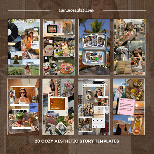 20 Instagram Story Templates | Cozy Aesthetic Bundle | Soft Tones & Clean Layouts
