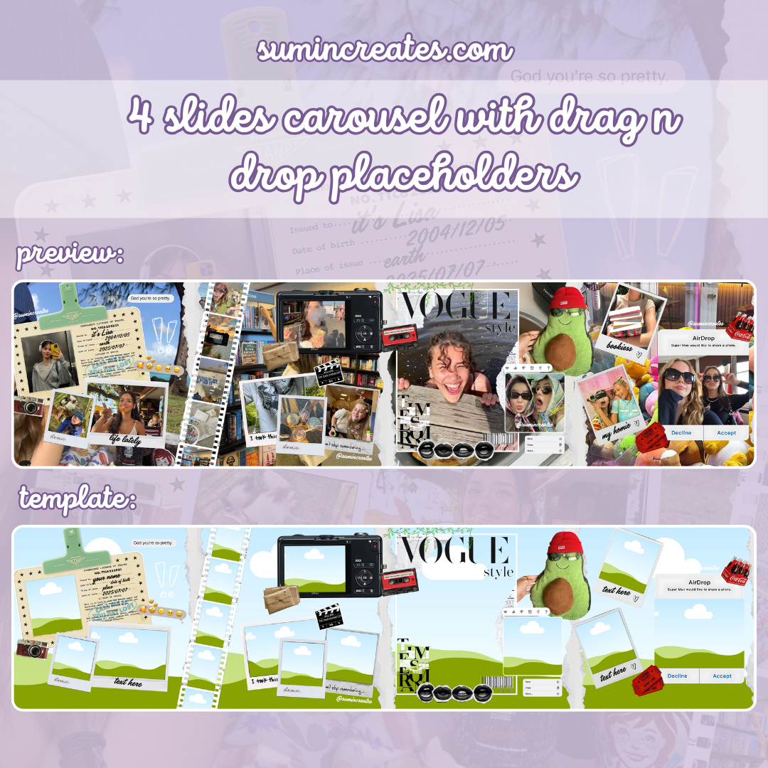 Photo Dump Instagram Scrapbook Carousel Post | Canva Template