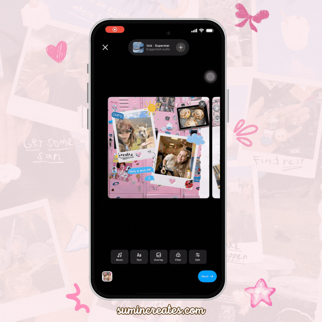 Pink theme Scrapbook Instagram Carousel | Canva Template – SuminCreates