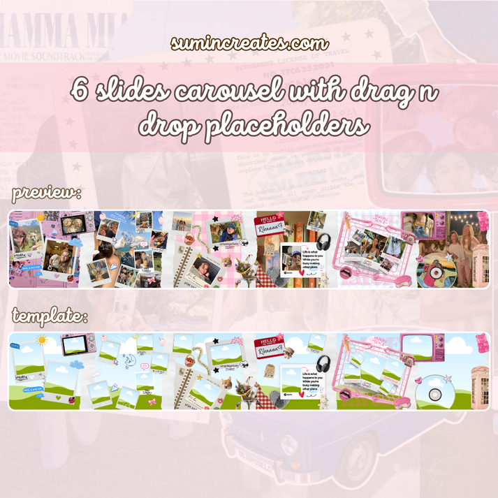 Pink theme Scrapbook Instagram Carousel | Canva Template – SuminCreates