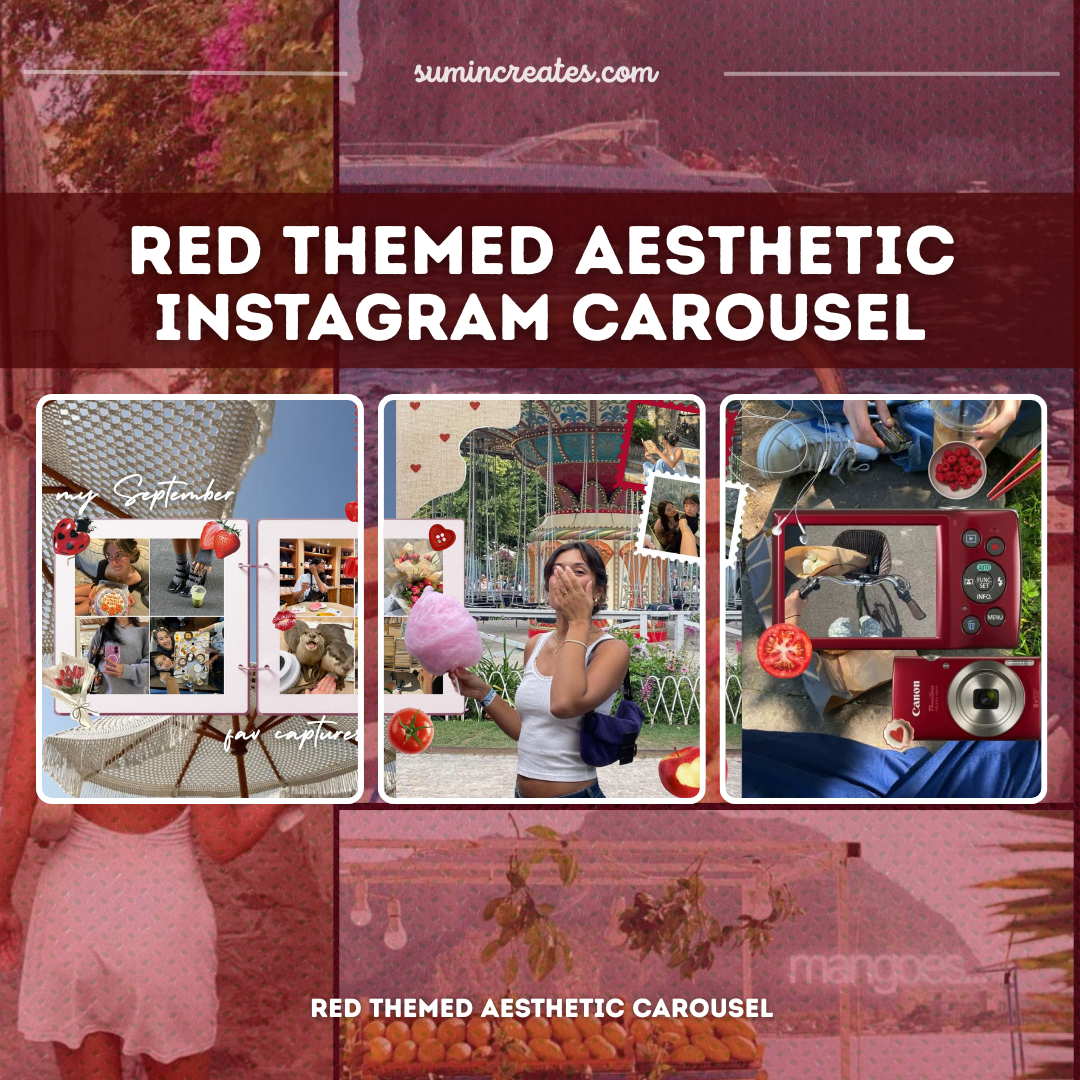 Cool red aesthetic carousel template for Instagram