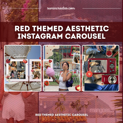 Cool red aesthetic carousel template for Instagram