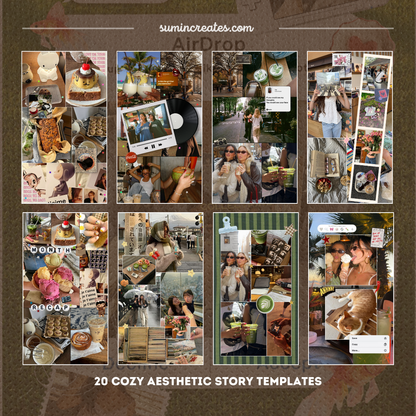 20 Instagram Story Templates | Cozy Aesthetic Bundle | Soft Tones & Clean Layouts