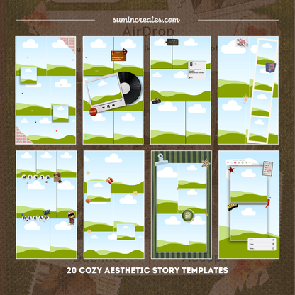 20 Instagram Story Templates | Cozy Aesthetic Bundle | Soft Tones & Clean Layouts