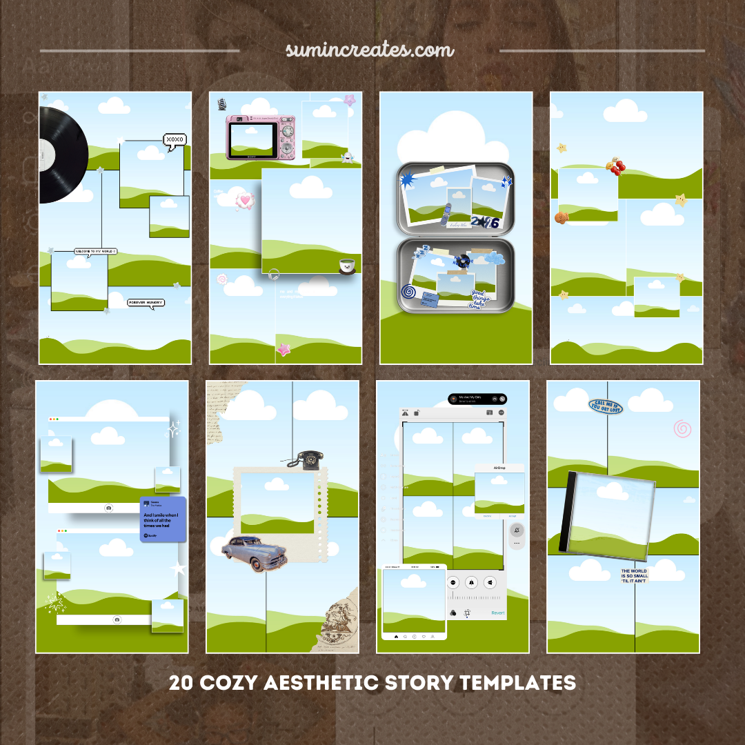 20 Instagram Story Templates | Cozy Aesthetic Bundle | Soft Tones & Clean Layouts
