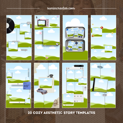 20 Instagram Story Templates | Cozy Aesthetic Bundle | Soft Tones & Clean Layouts